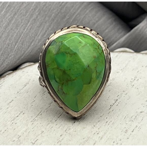 Barse Jewelry - Vintage BARSE 925 Pear-Cut Turquoise Statement Ring 14.82G / Sz 7